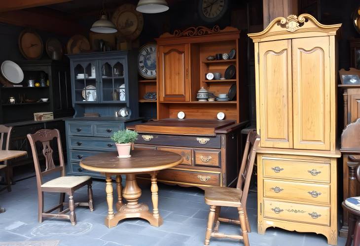 Stately Antique Wooden Furniture in a Timeless Vintage Store